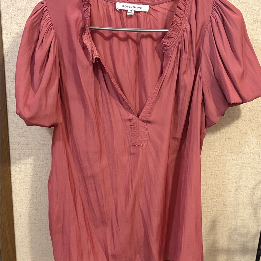 Rose & Olive Dusty Rose V-Neck Blouse